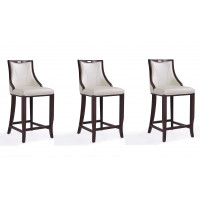 Manhattan Comfort 3-BS008-PW Emperor 41 in. Pearl White and Walnut Beech Wood Bar Stool (Set of 3)